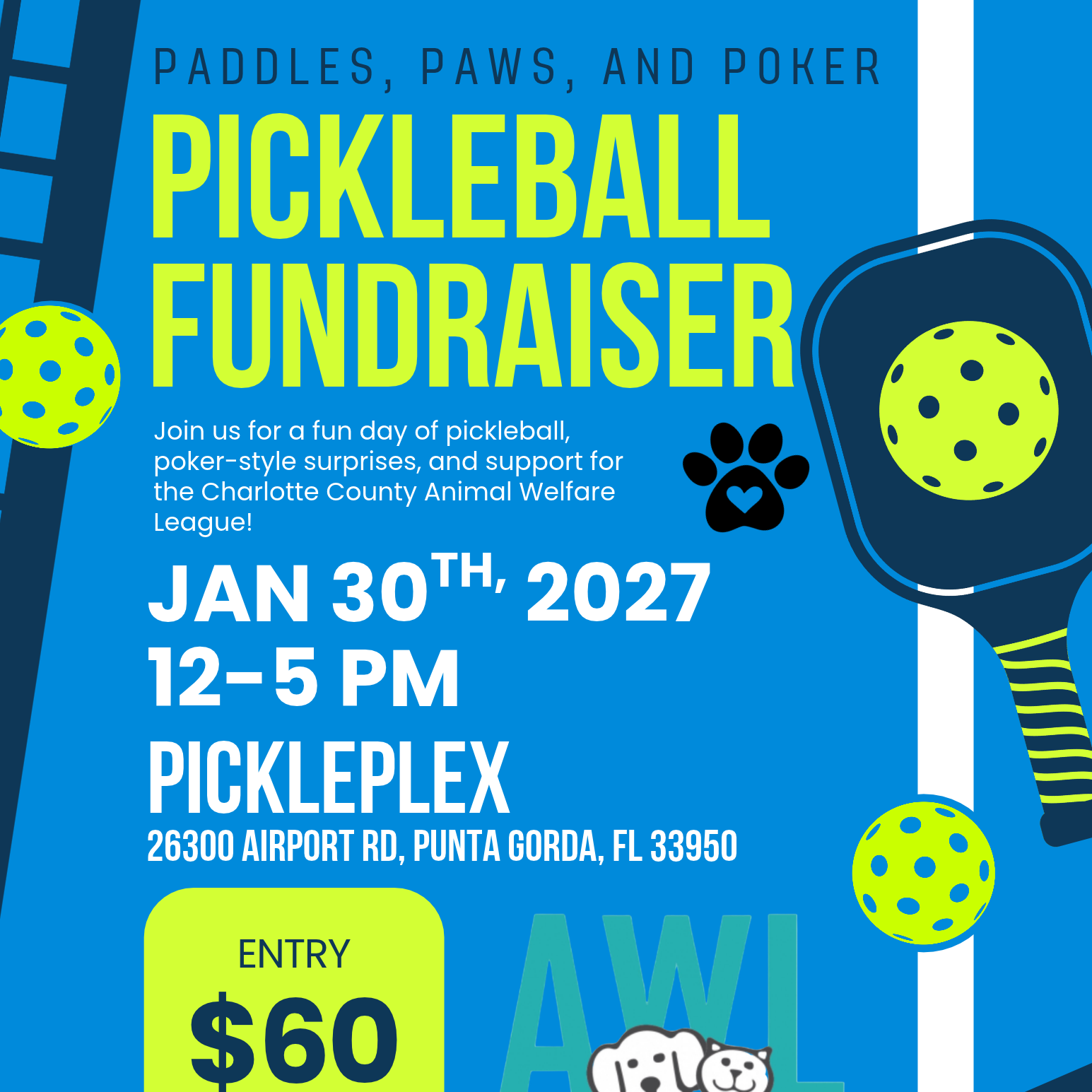 Paddles, Paws & Poker: Pickleball Poker Run Fundraiser - logo